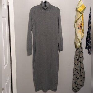 Express gray knit maxi turtleneck sweater dress